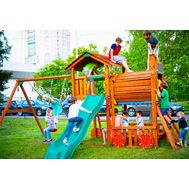  Игровой комплекс Jungle Gym Jungle Cottage + Train Module + Swing Module Xtra, фото 1 