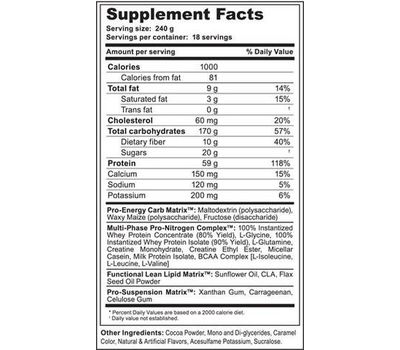  Гейнер 4 Dimension Nutrition Mass Phase Hardcore (4570 гр), фото 2 