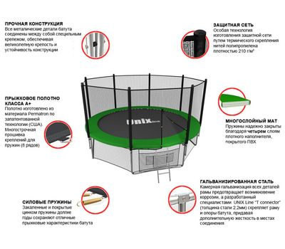 Батут Unix Line 12 ft Outside (зеленый), фото 8 